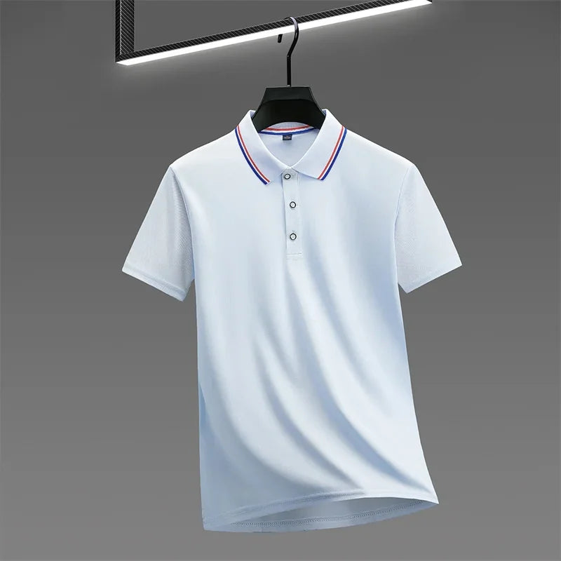 2025 New Men's Casual Solid Color Short Sleeved Polo Shirt Summer Fashionable and Comfortable Versatile Top
