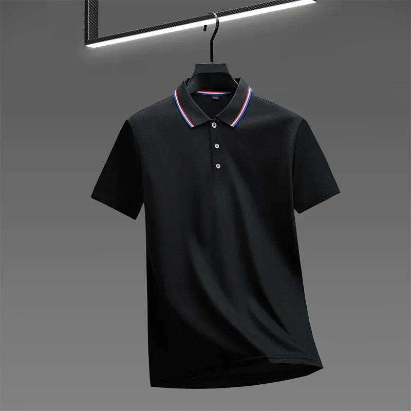 2025 New Men's Casual Solid Color Short Sleeved Polo Shirt Summer Fashionable and Comfortable Versatile Top
