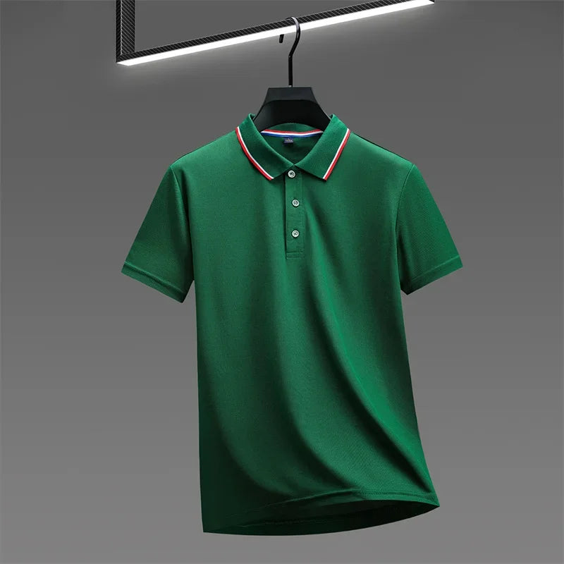 2025 New Men's Casual Solid Color Short Sleeved Polo Shirt Summer Fashionable and Comfortable Versatile Top