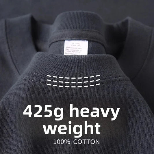 Heavy Wight 425 grams Men T Shirt Cotton Half Sleeve Brathable High Qaulity Round Neck Basic Tops Men Summer T-Shirt